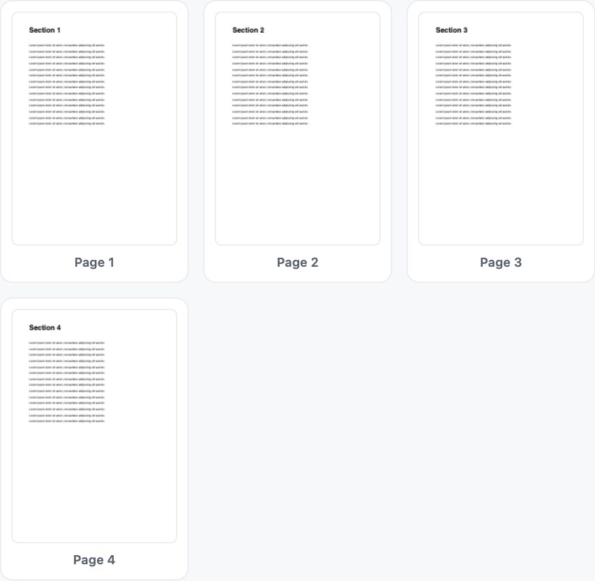 PDF pages shown as draggable thumbnails in the organize tool